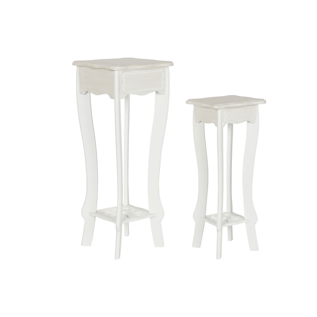 Jeu de 2 tables DKD Home Decor Blanc Marron Clair Bois MDF 30 x 30 x 76,5 cm