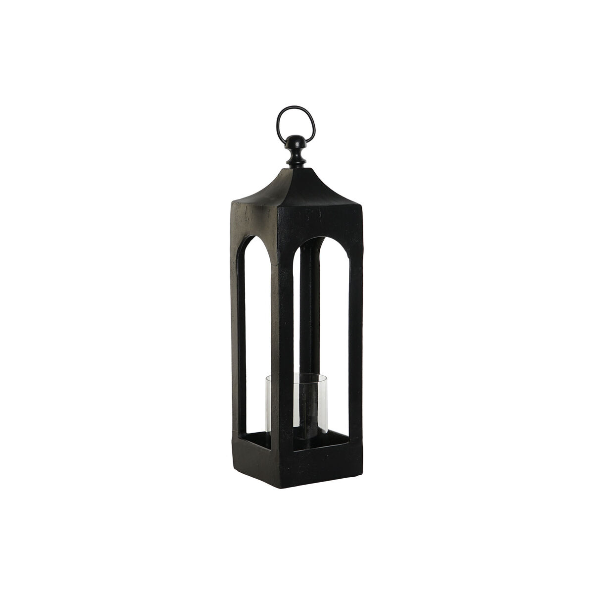 Lanterne DKD Home Decor Noir Aluminium Verre 16 x 16 x 55 cm