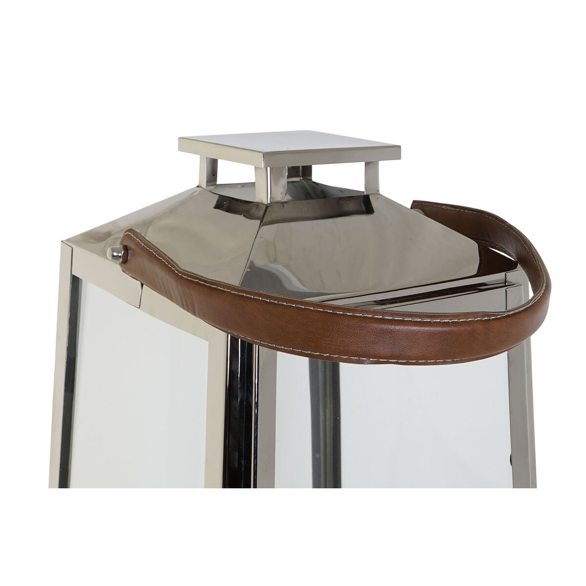 Lykta DKD Home Decor Bruin Zilverkleurig Leer Kristal Staal Verchroomd 30 x 30 x 66 cm