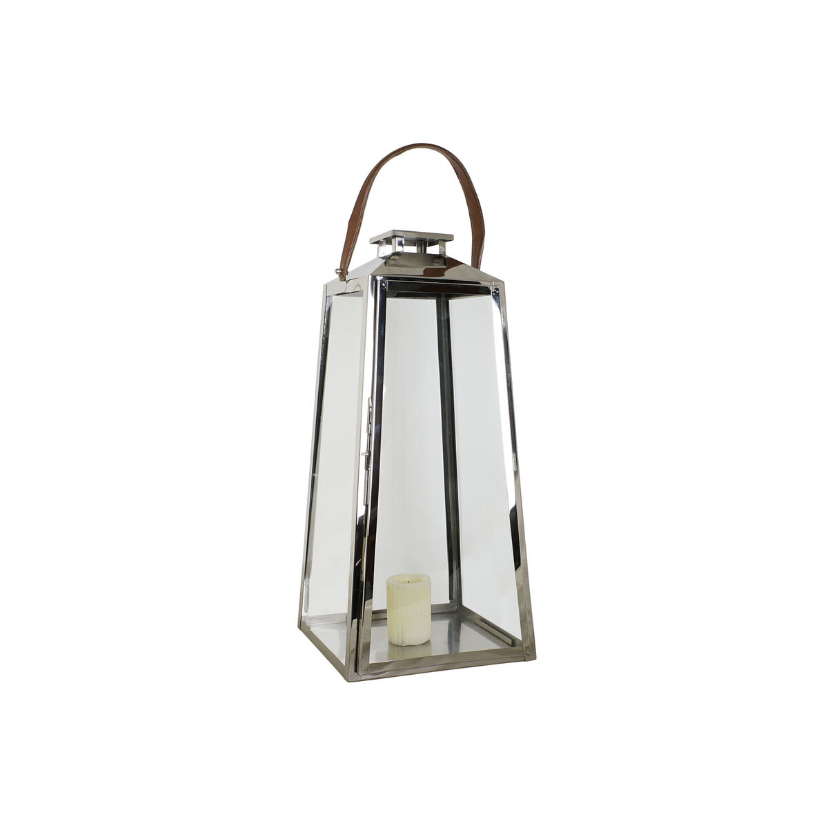 Lykta DKD Home Decor Bruin Zilverkleurig Leer Kristal Staal Verchroomd 30 x 30 x 66 cm