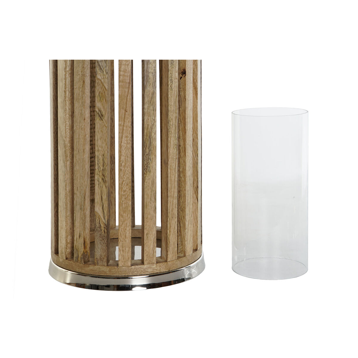 Kaarshouder DKD Home Decor Bruin Zilverkleurig Natuurlijk Kristal Mangohout 20 x 20 x 74 cm