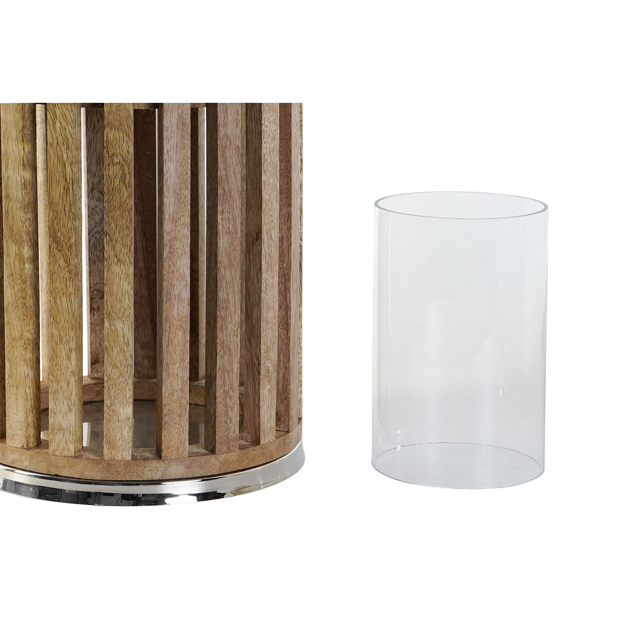 Kaarshouder DKD Home Decor Bruin Zilverkleurig Natuurlijk Kristal Mangohout 20 x 20 x 50 cm