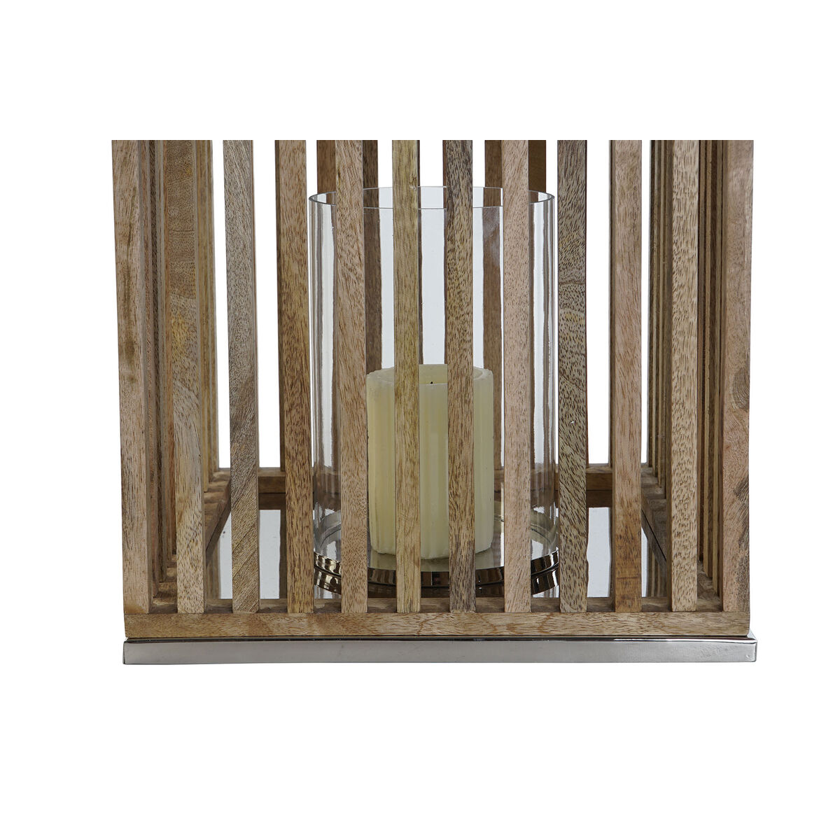 Kaarshouder DKD Home Decor Bruin Zilverkleurig Natuurlijk Kristal Mangohout 31 x 31 x 35 cm