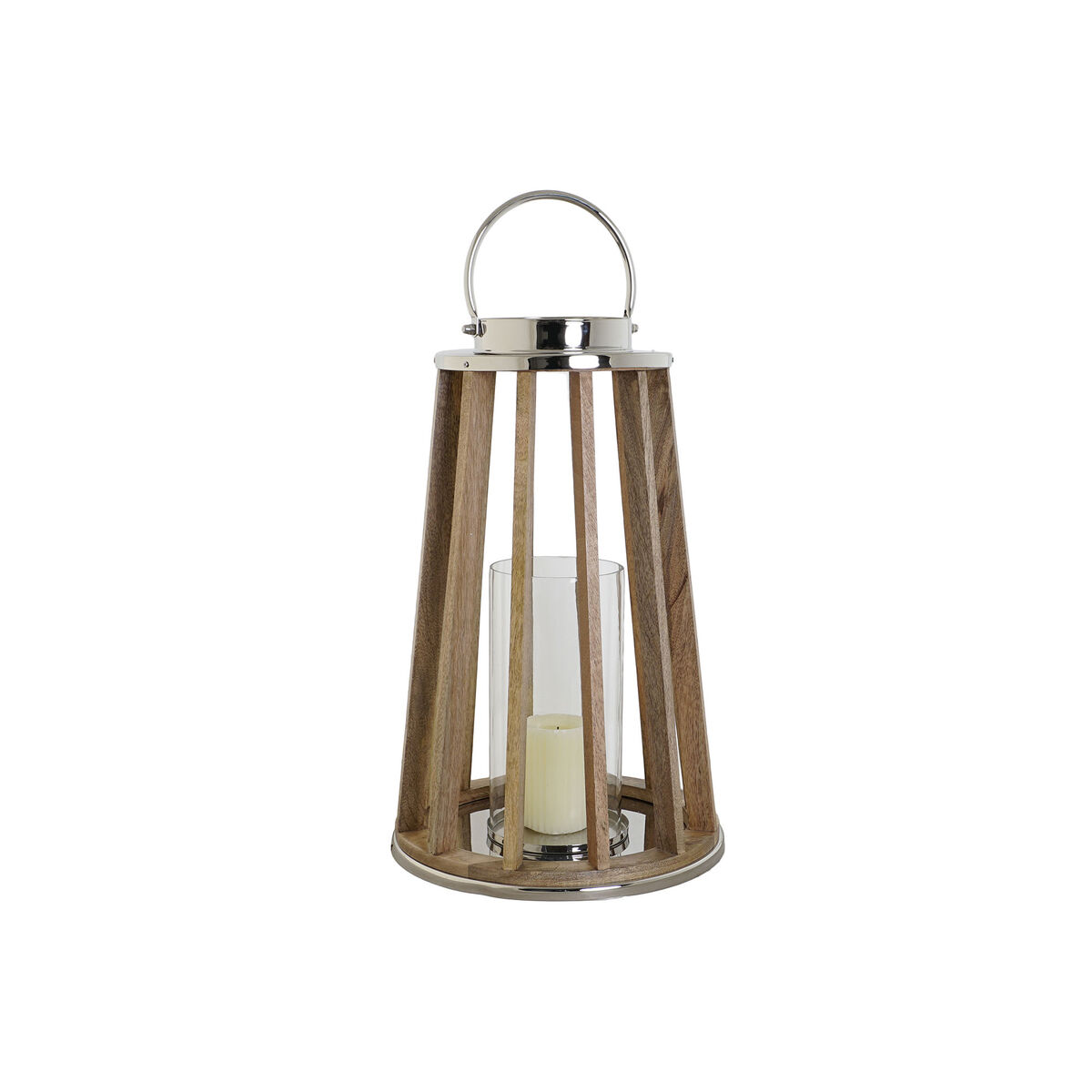 Kaarshouder DKD Home Decor Bruin Zilverkleurig Natuurlijk Kristal Mangohout 32 x 32 x 51 cm