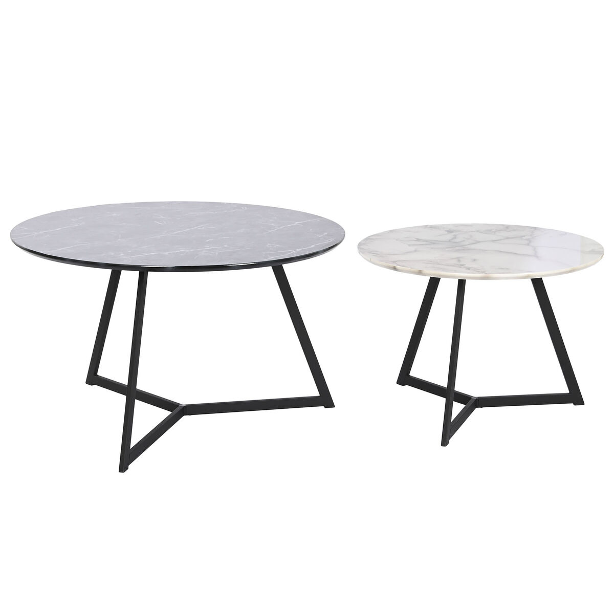 Jeu de 2 tables DKD Home Decor Noir Métal Bois MDF 80 x 80 x 47,5 cm