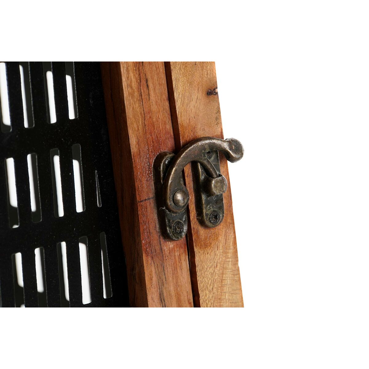 Kaarshouder DKD Home Decor Zwart Natuurlijk Metaal Mangohout 20 x 20 x 38 cm