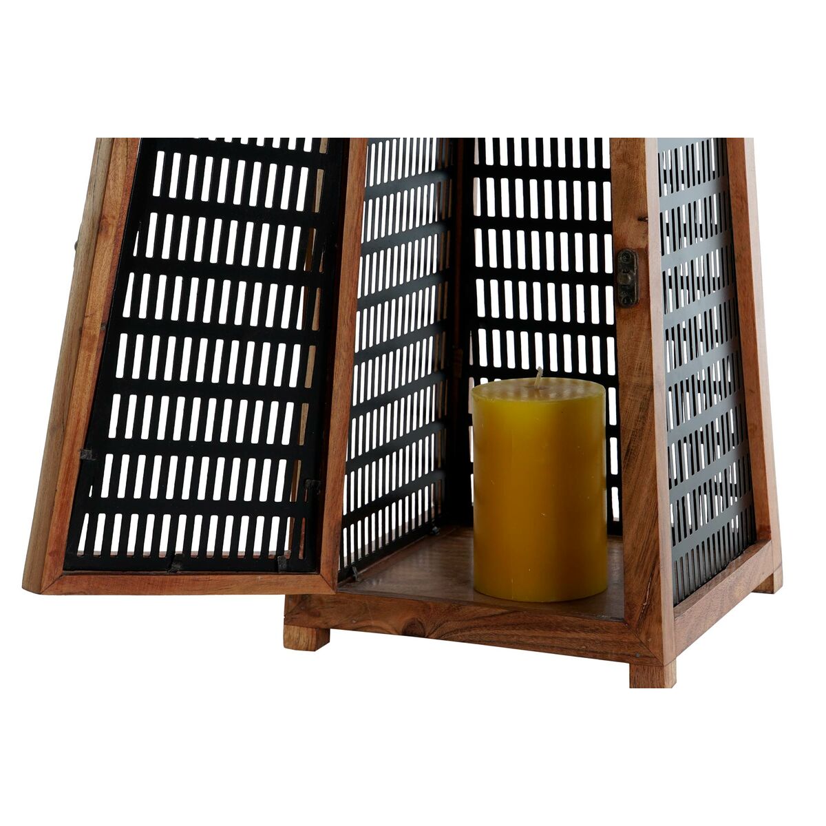 Kaarshouder DKD Home Decor Zwart Natuurlijk Metaal Mangohout 20 x 20 x 38 cm
