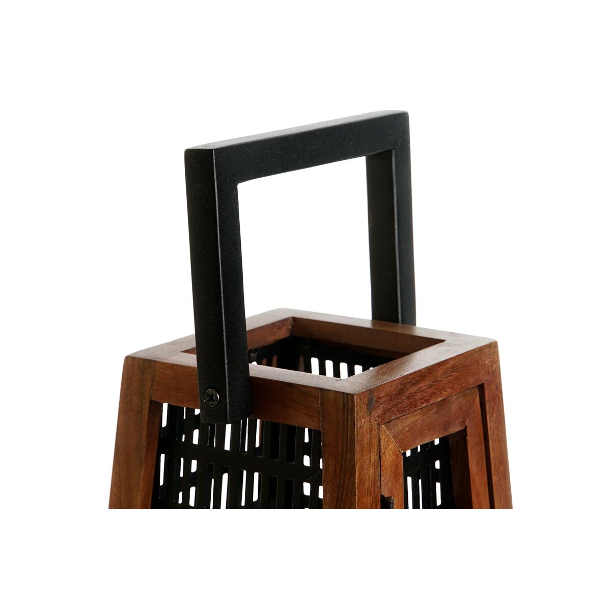 Kaarshouder DKD Home Decor Zwart Natuurlijk Metaal Mangohout 15 x 15 x 26 cm