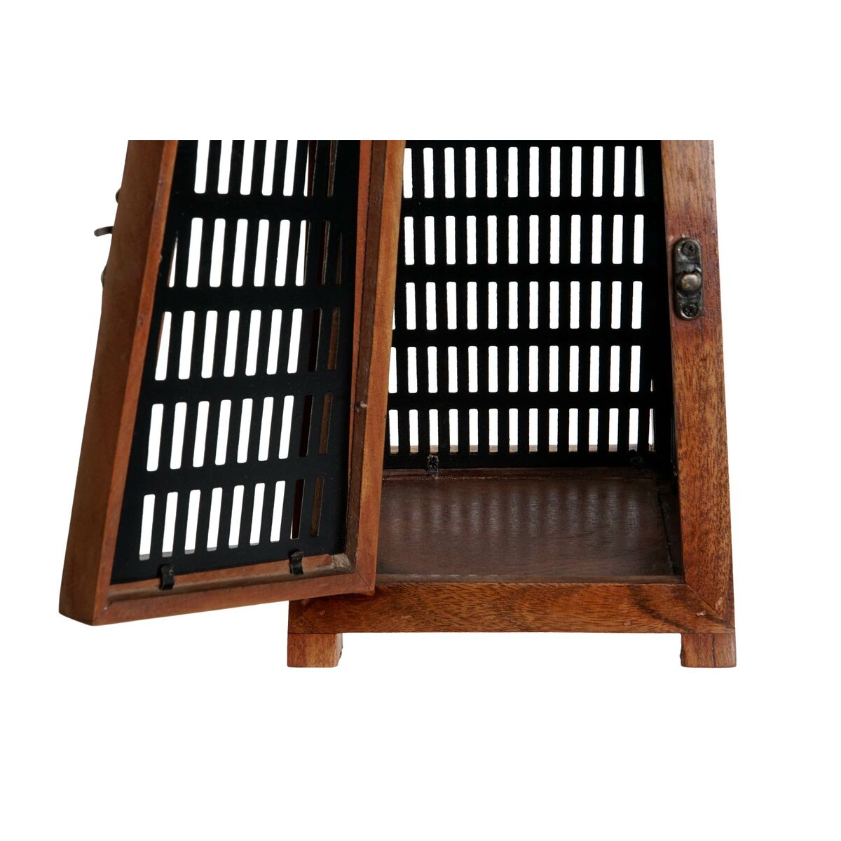 Kaarshouder DKD Home Decor Zwart Natuurlijk Metaal Mangohout 15 x 15 x 26 cm