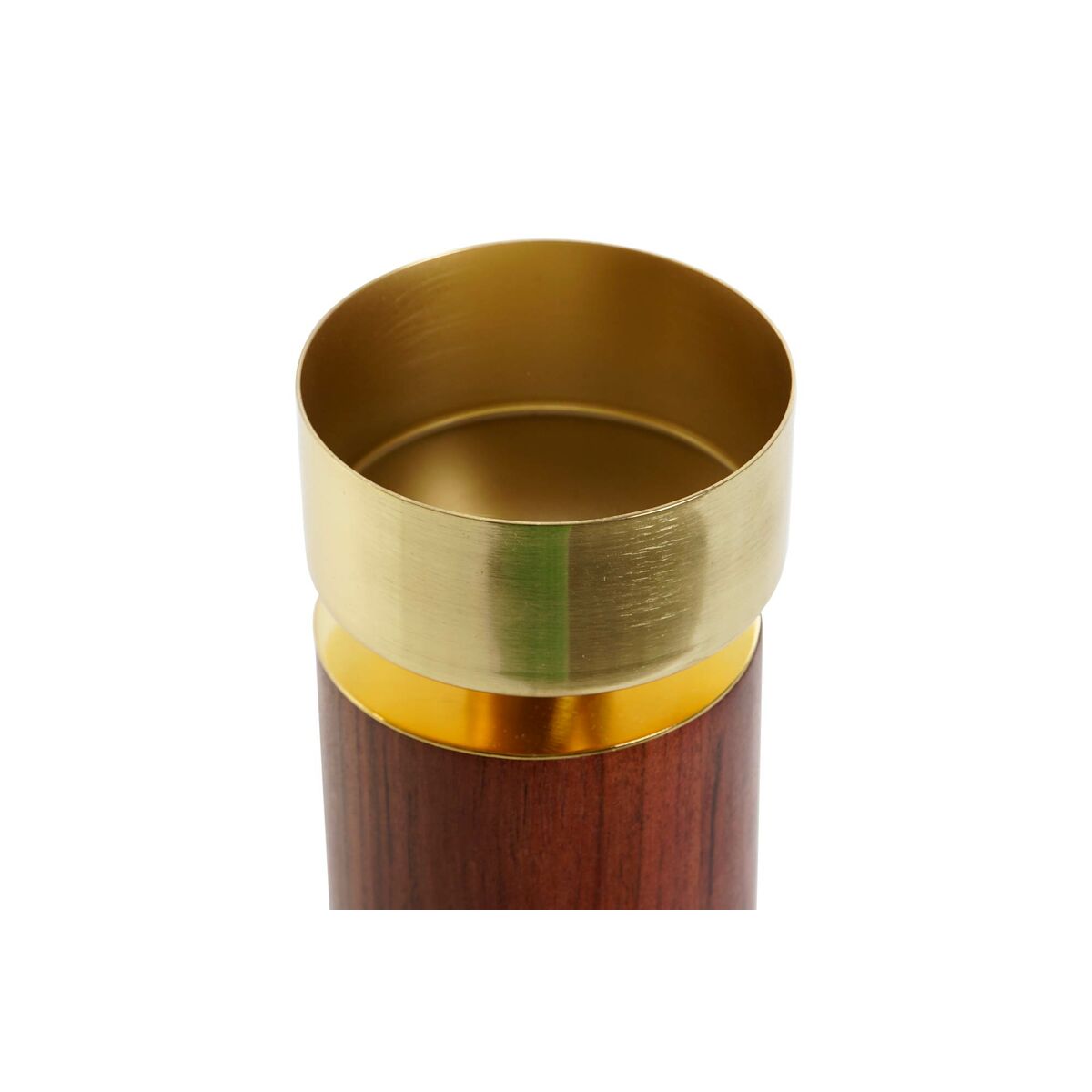 Kaarshouder Home ESPRIT Bruin Gouden Aluminium Acacia 8 x 8 x 27 cm