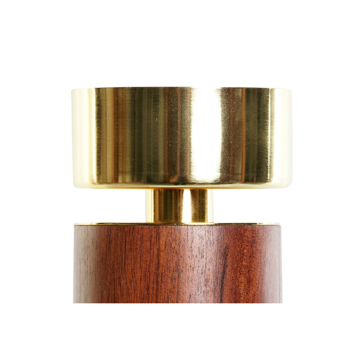 Kaarshouder Home ESPRIT Bruin Gouden Aluminium Acacia 8 x 8 x 27 cm