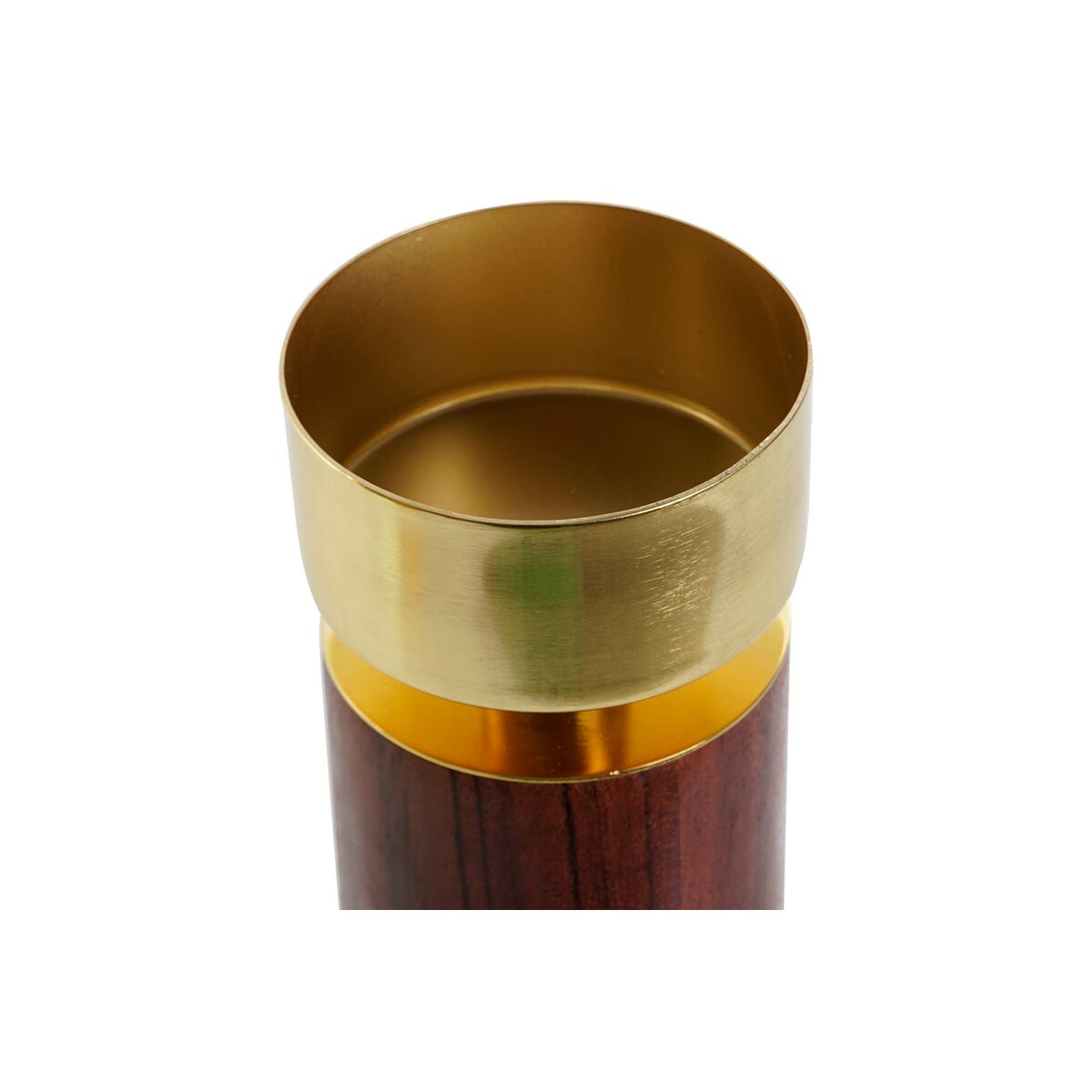 Kaarshouder Home ESPRIT Bruin Gouden Aluminium Acacia 8 x 8 x 18 cm