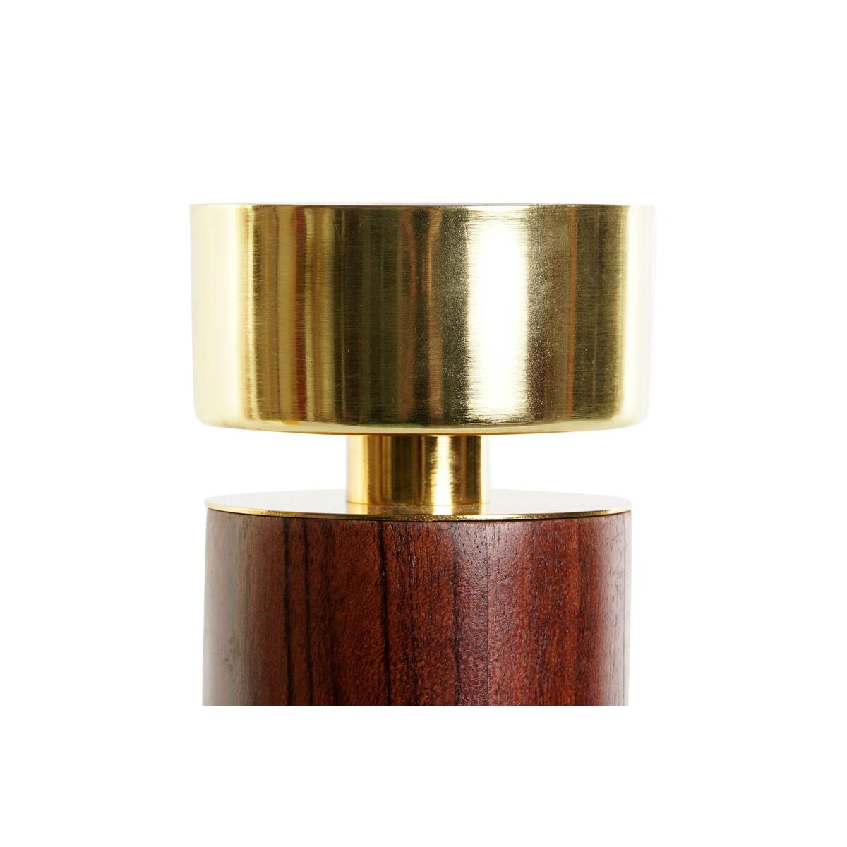 Kaarshouder Home ESPRIT Bruin Gouden Aluminium Acacia 8 x 8 x 18 cm
