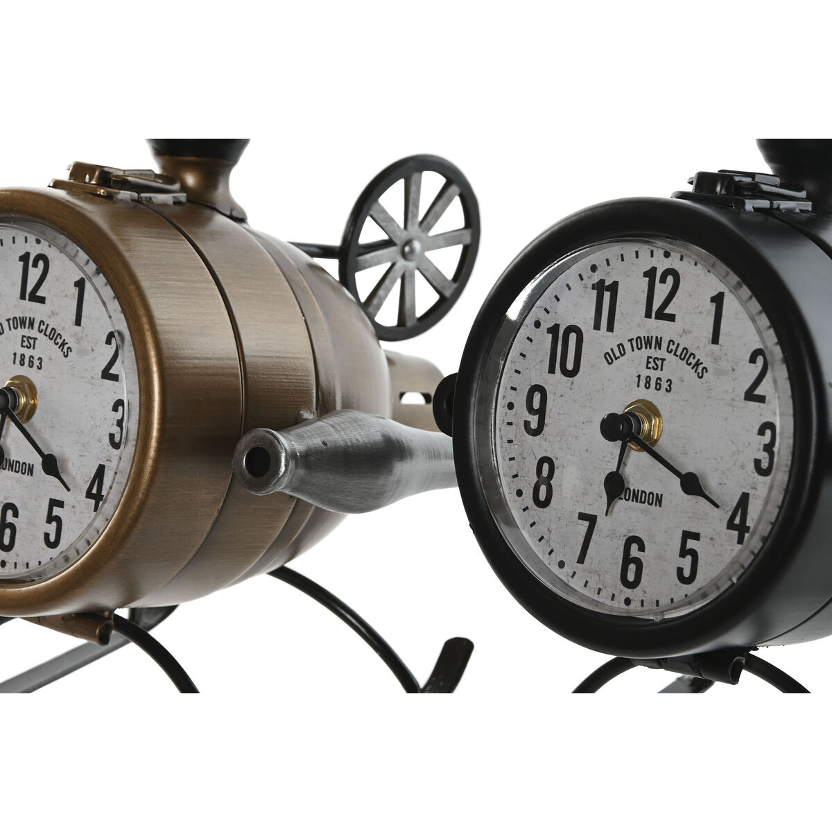 Tafelklok Home ESPRIT Zwart Gouden Loft Helicopter (2 Stuks)