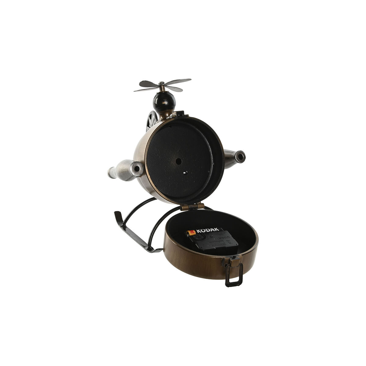 Tafelklok Home ESPRIT Zwart Gouden Loft Helicopter (2 Stuks)
