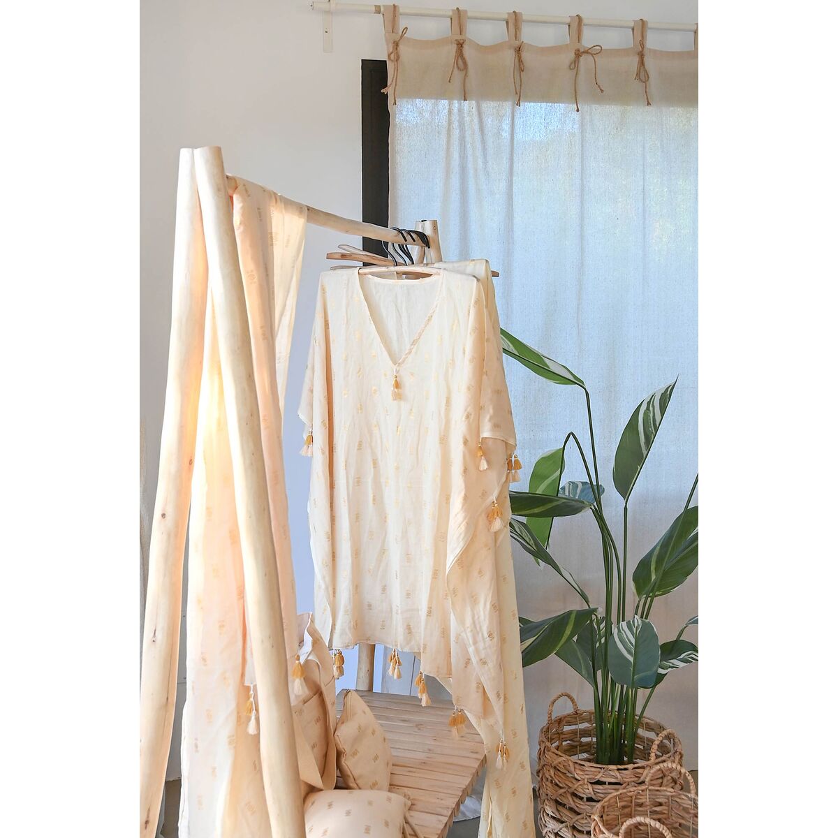 Gordijn Home ESPRIT Natuurlijk 140 x 260 x 260 cm