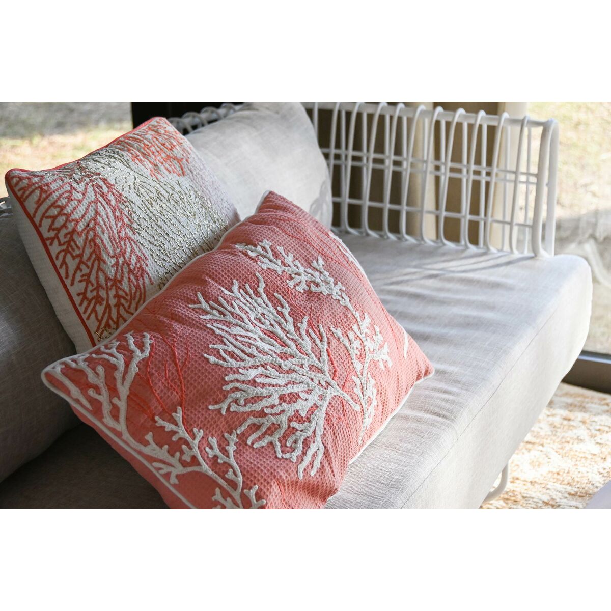 Image secondaire de Coussin Home ESPRIT Blanc Corail méditerranéen 60 x 10 x 35 cm