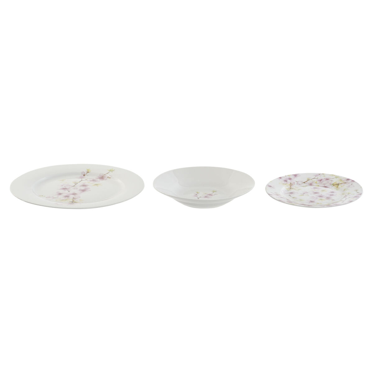 Service de Vaisselle Home ESPRIT Blanc Vert Rose Porcelaine 18 Pièces 27 x 27 x 2 cm