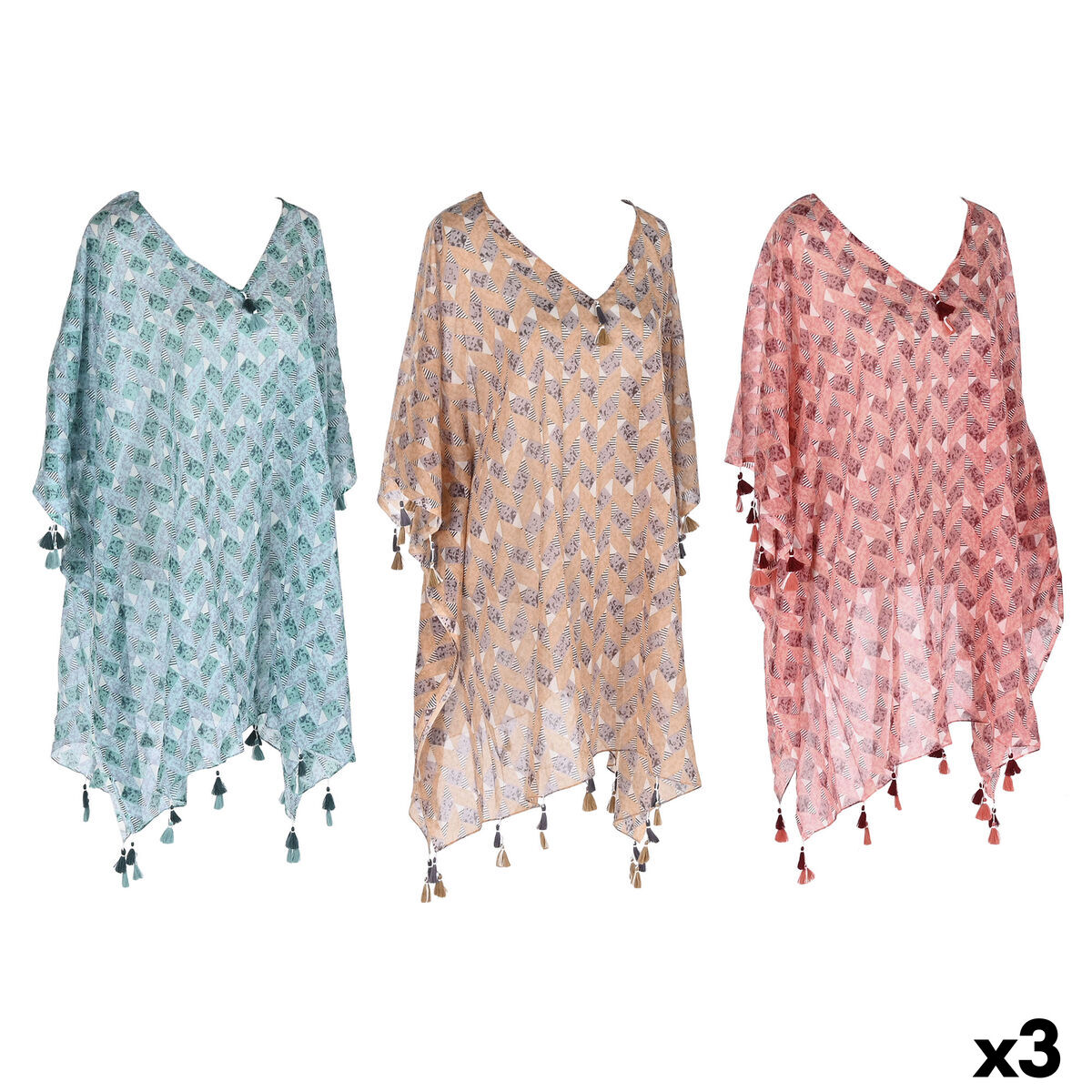 Sarong Home ESPRIT Bruin Turkoois Koraal (3 Stuks)