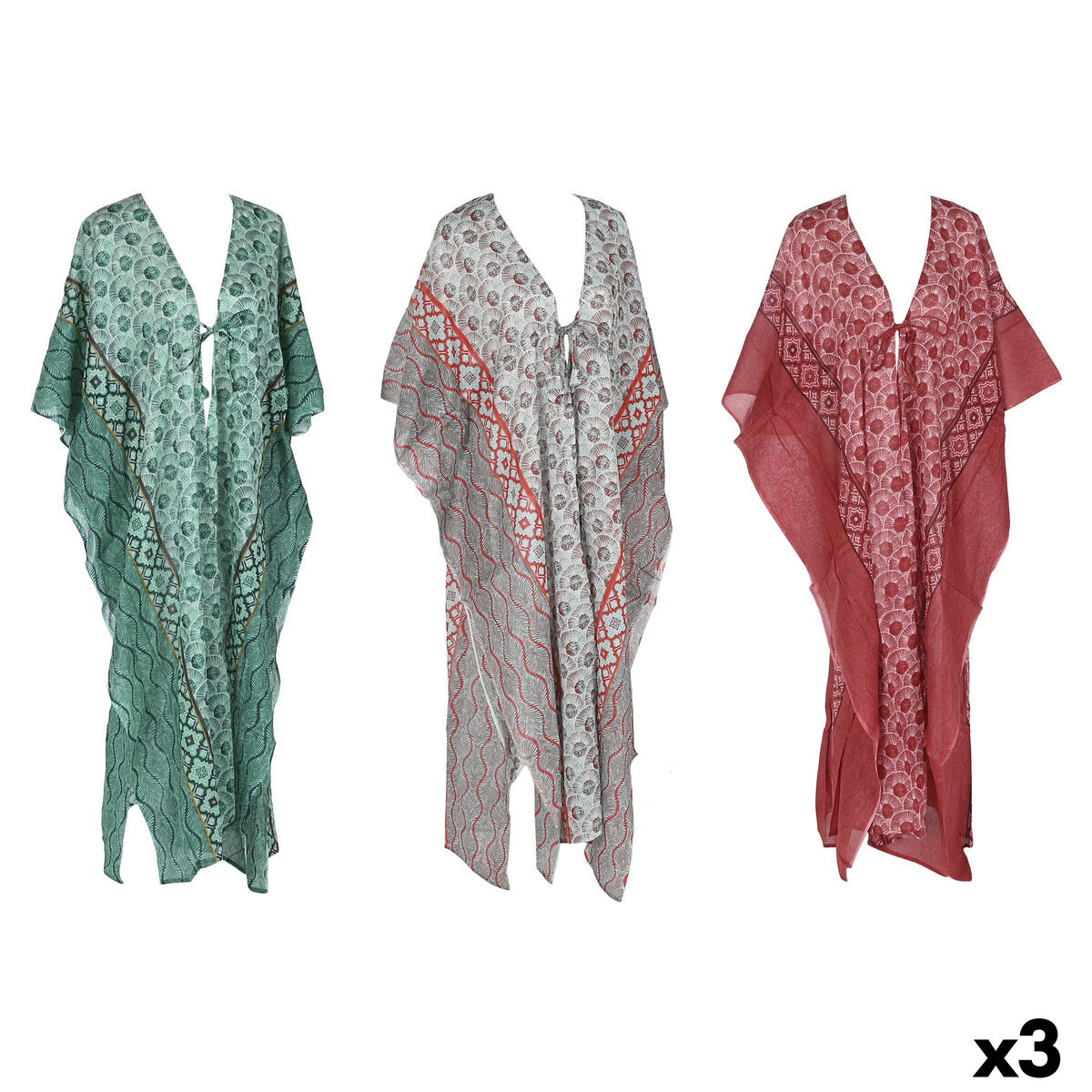 Sarong Home ESPRIT Rood Groen Koraal (3 Stuks)