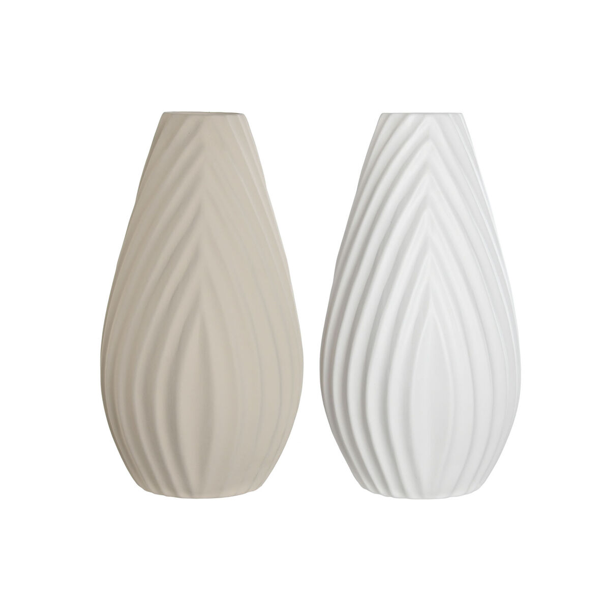 Vase Home ESPRIT Blanc Beige Grès Style artisanal 24 x 24 x 41 cm (2 Unités)