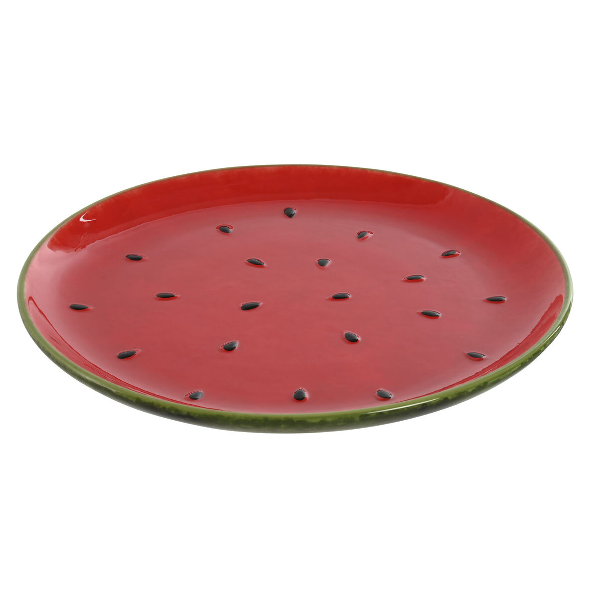 Assiette plate Home ESPRIT Rouge Vert Grès Pastèque 27,5 x 27,5 x 3 cm