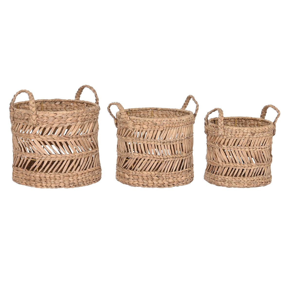 Set de basket Home ESPRIT Naturel Métal Fibre naturelle (3 Pièces)