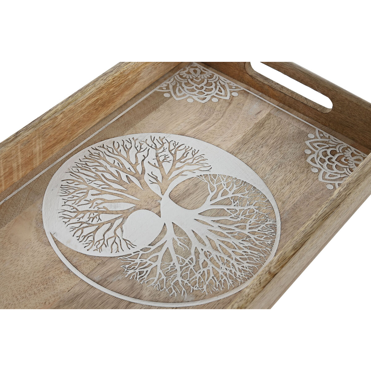 Snack tray Home ESPRIT White Natural Tree Indian Man Stripped 43,5 x 27 x 5,5 cm (2 Units), view 2