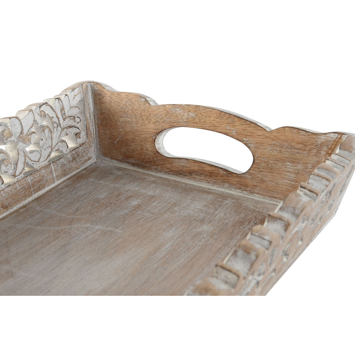 Image secondaire de Jeux de plateaux Home ESPRIT Blanc Naturel Indien Décapé 40,5 x 25,5 x 6,5 cm (2 Unités)
