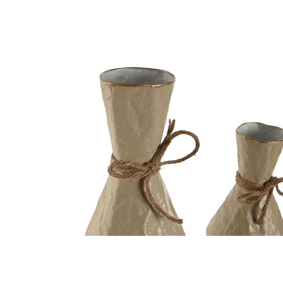 Image secondaire de Ensemble de 3 Vases Home ESPRIT Blanc Doré Métal 14 x 14 x 67 cm (3 Pièces)