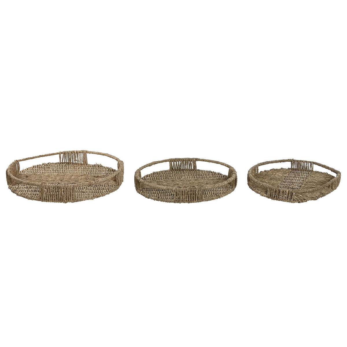 Σετ Δίσκων Home ESPRIT Φυσικό Μέταλλο 45 x 45 x 7 cm (3 Μονάδες)