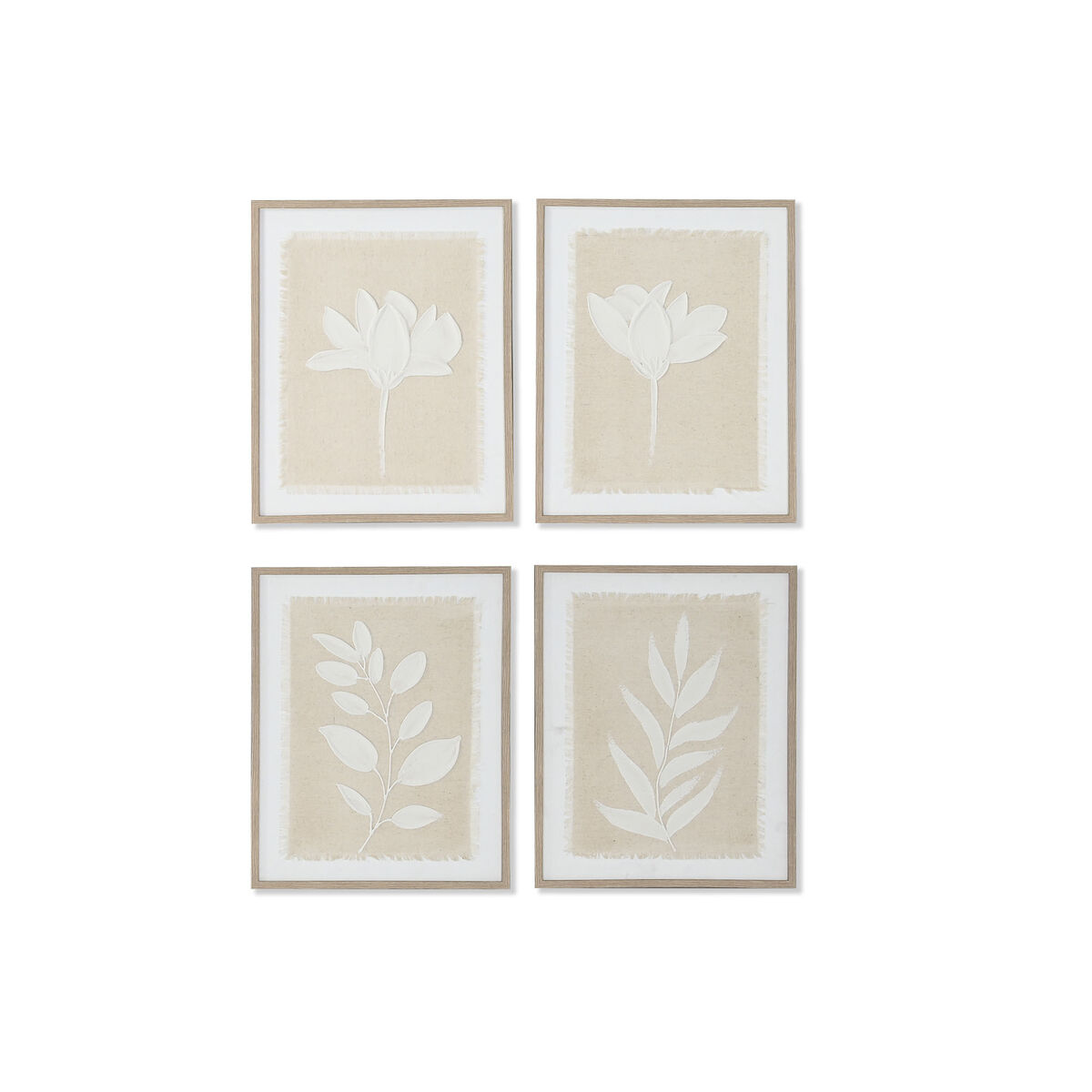 Cadre Home ESPRIT Blanc Beige Scandinave Plantes botaniques 40 x 2,2 x 50 cm (4 Unités)