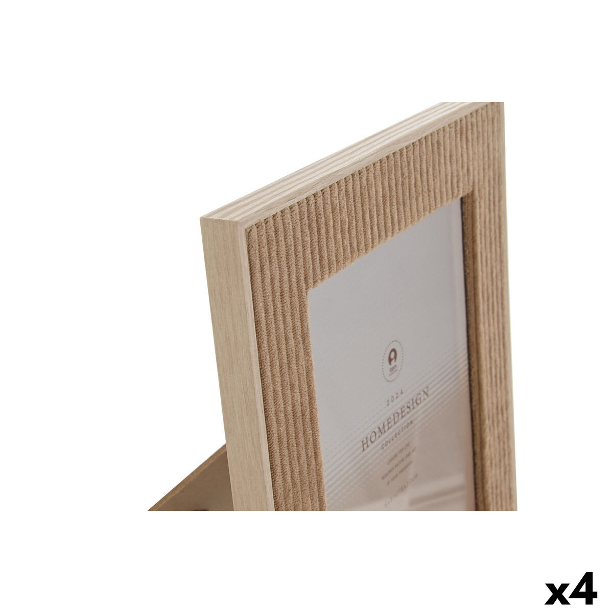 Fotolijsten Home ESPRIT Bruin Beige Fluweel Kristal Modern (4 Stuks)