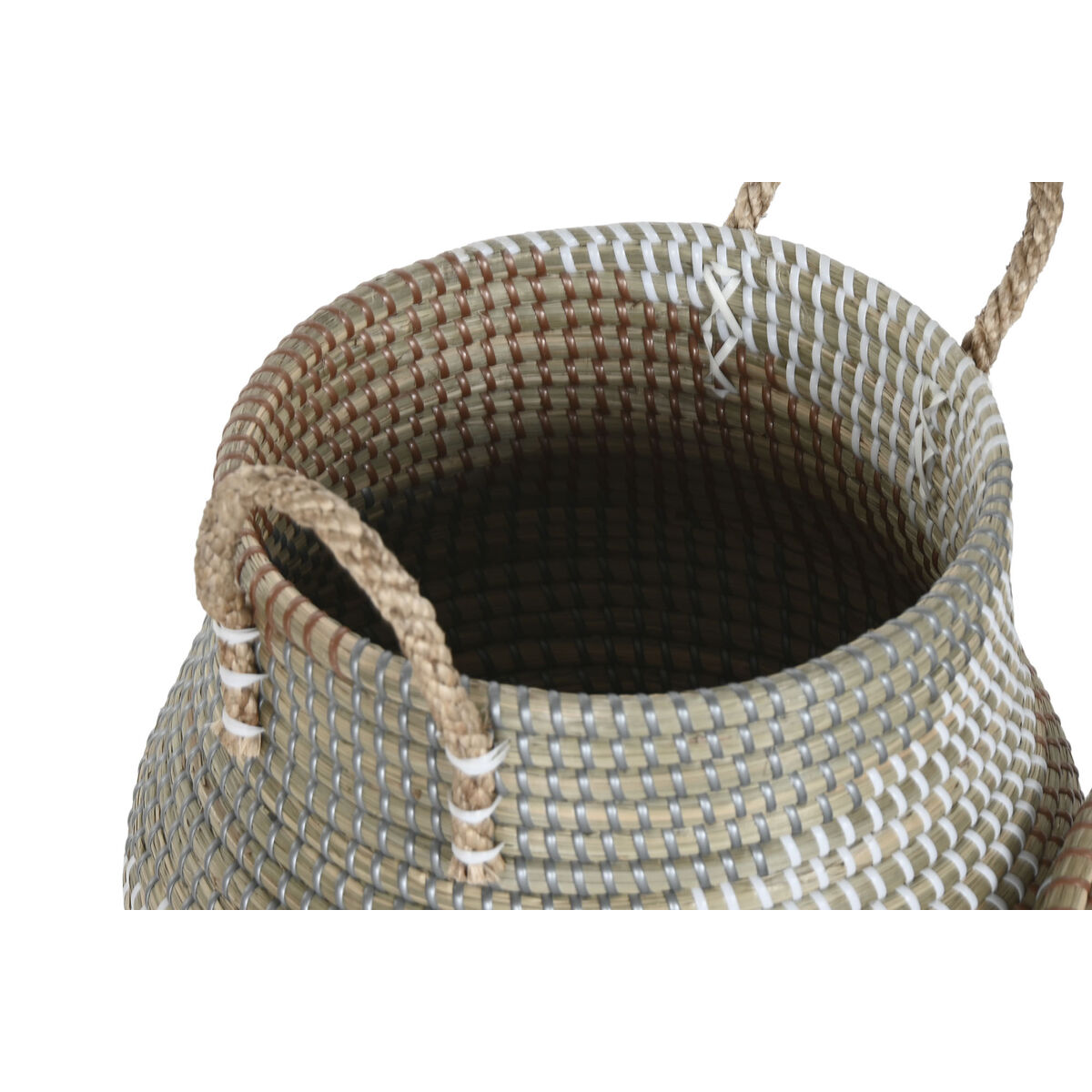 Image secondaire de Set de basket Home ESPRIT Orange Naturel Herbier marin Tropical (2 Pièces)