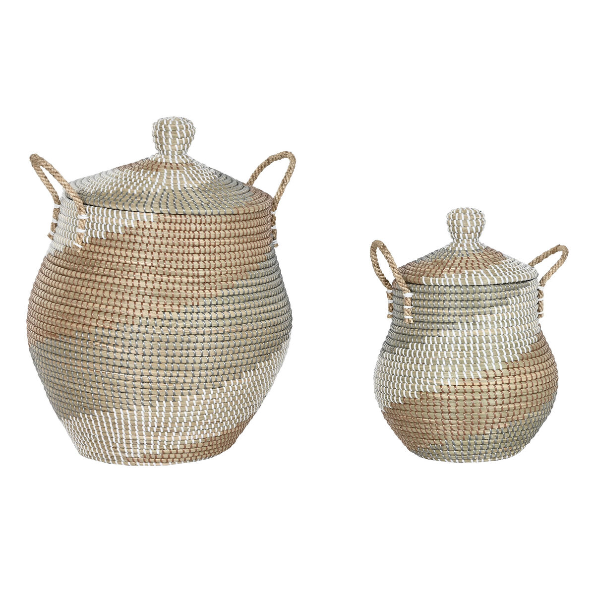 Set de basket Home ESPRIT Orange Naturel Herbier marin Tropical (2 Pièces)