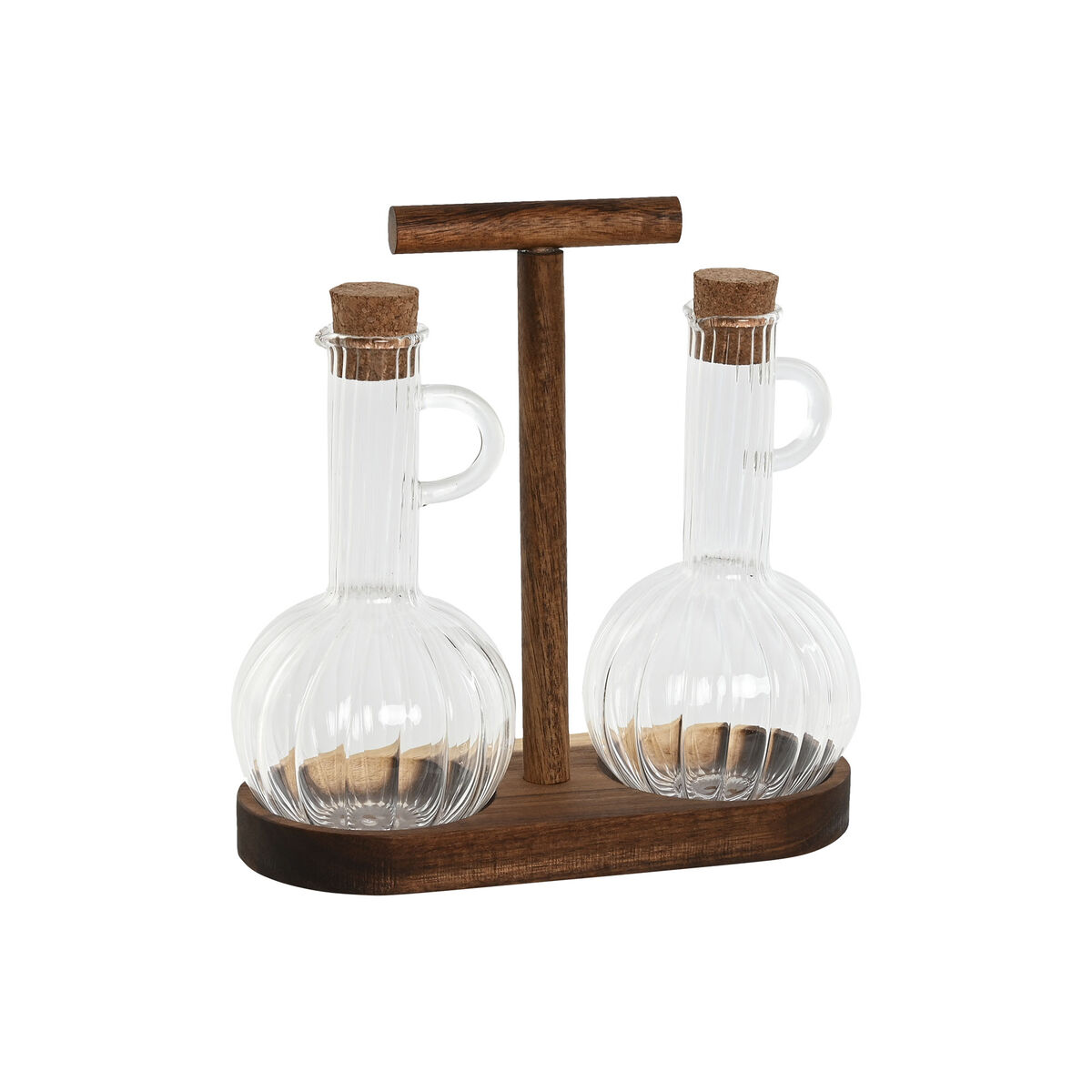 Ensemble salière et poivrier Home ESPRIT Naturel Verre Bois d'acacia 350 ml 20,4 x 9 x 21 cm