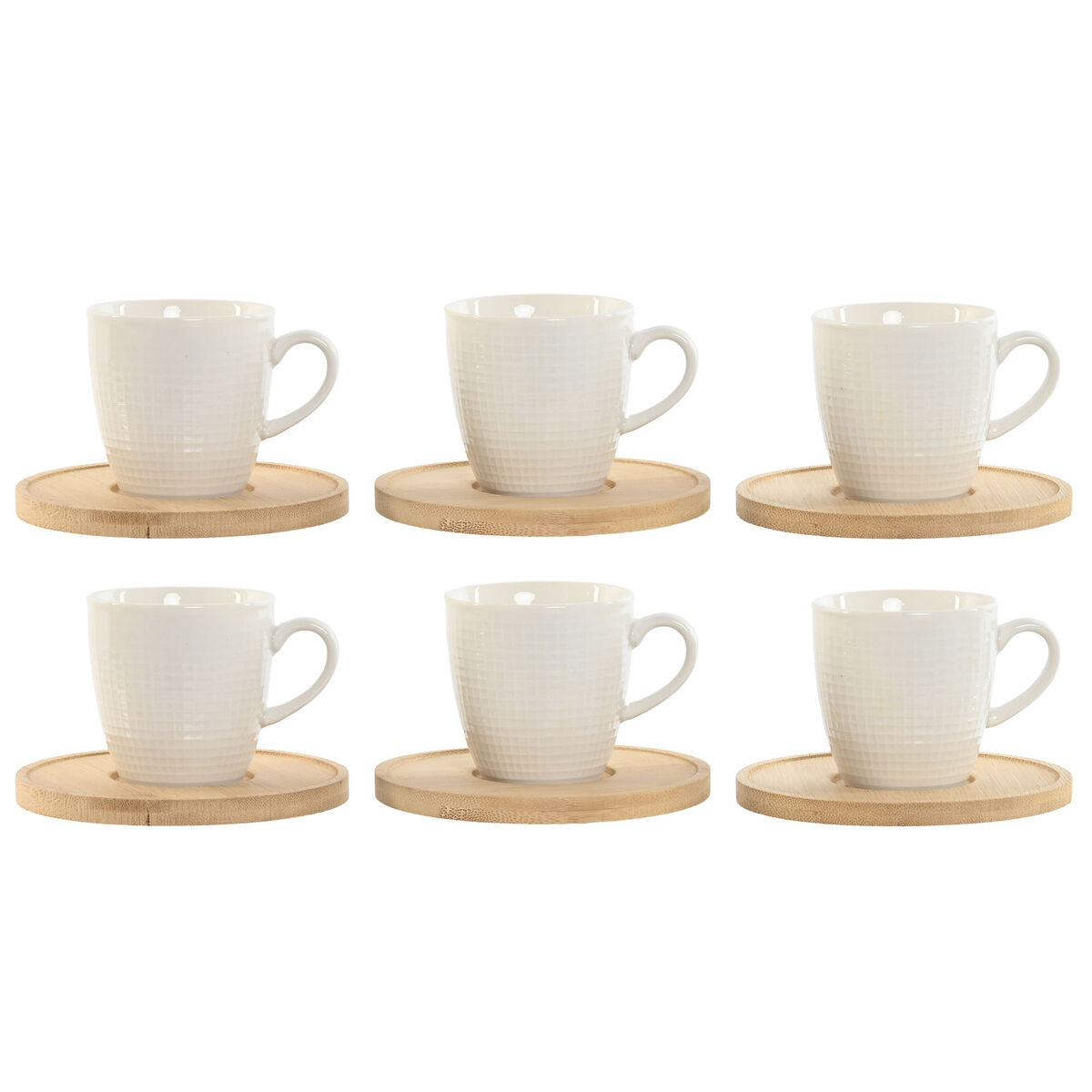 Set van koffiekopjes Home ESPRIT Wit Bamboe Porselein 90 ml