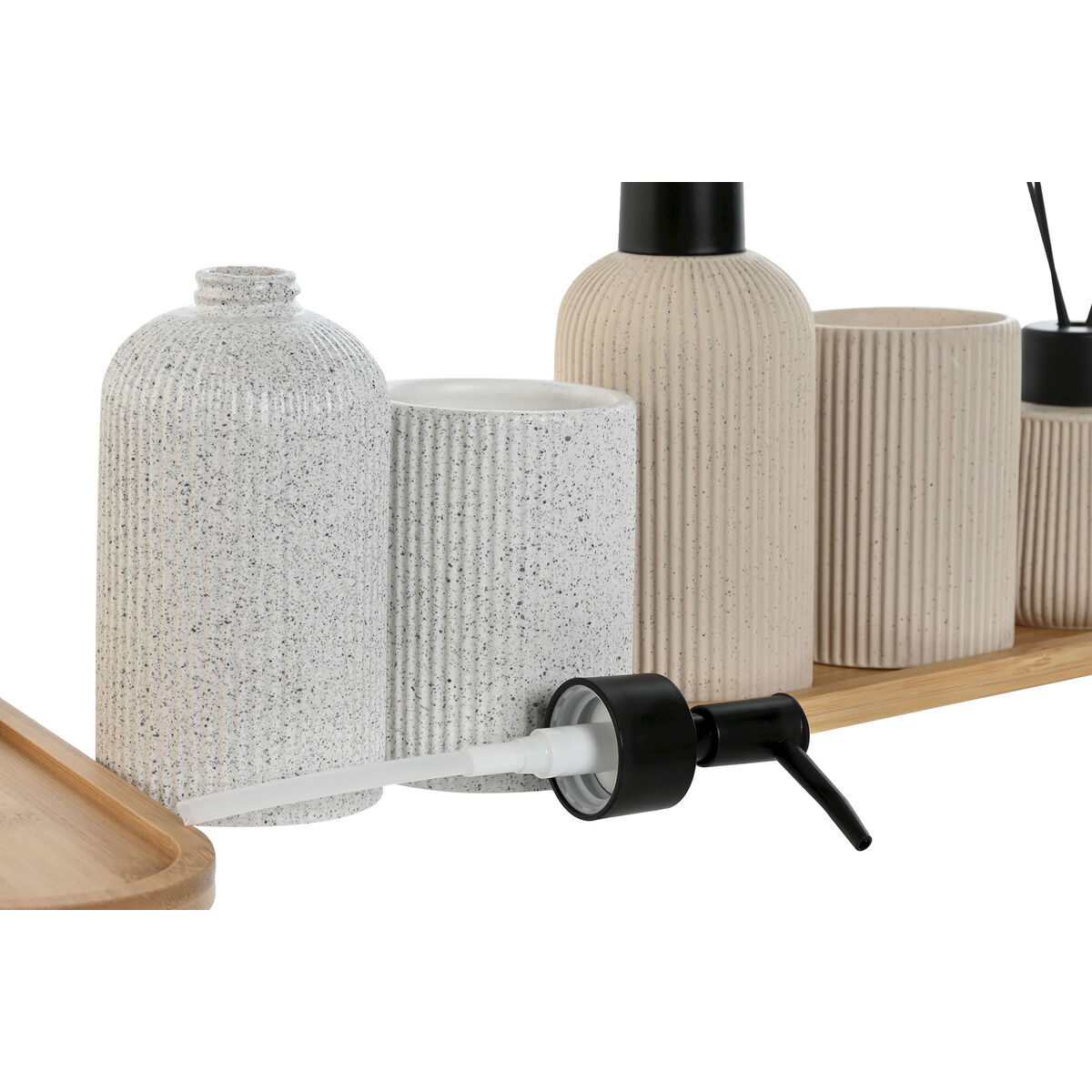 Image secondaire de Ensemble de Bain Home ESPRIT Blanc Crème Bambou Dolomite 24 x 9 x 1 cm 4 Pièces (2 Unités)