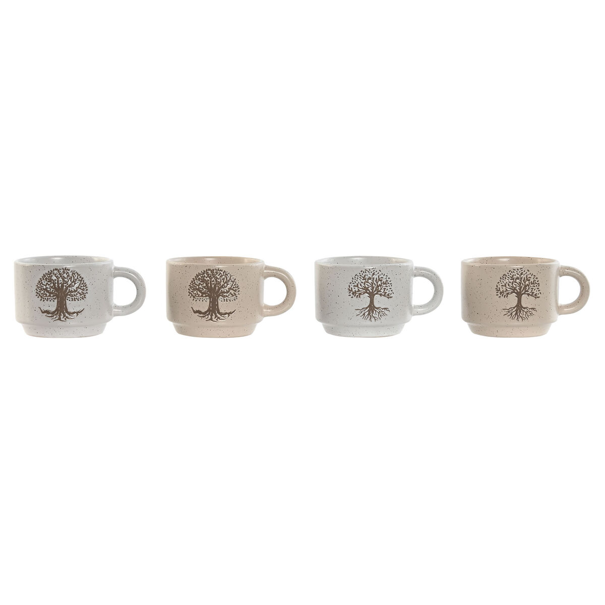 Image secondaire de Ensemble de tasses à café Home ESPRIT Blanc Beige Métal Grès 150 ml
