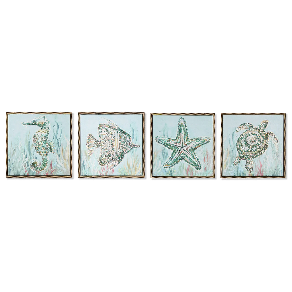 Cadre Home ESPRIT Bleu Blanc méditerranéen 30 x 3,5 x 30 cm (4 Unités)