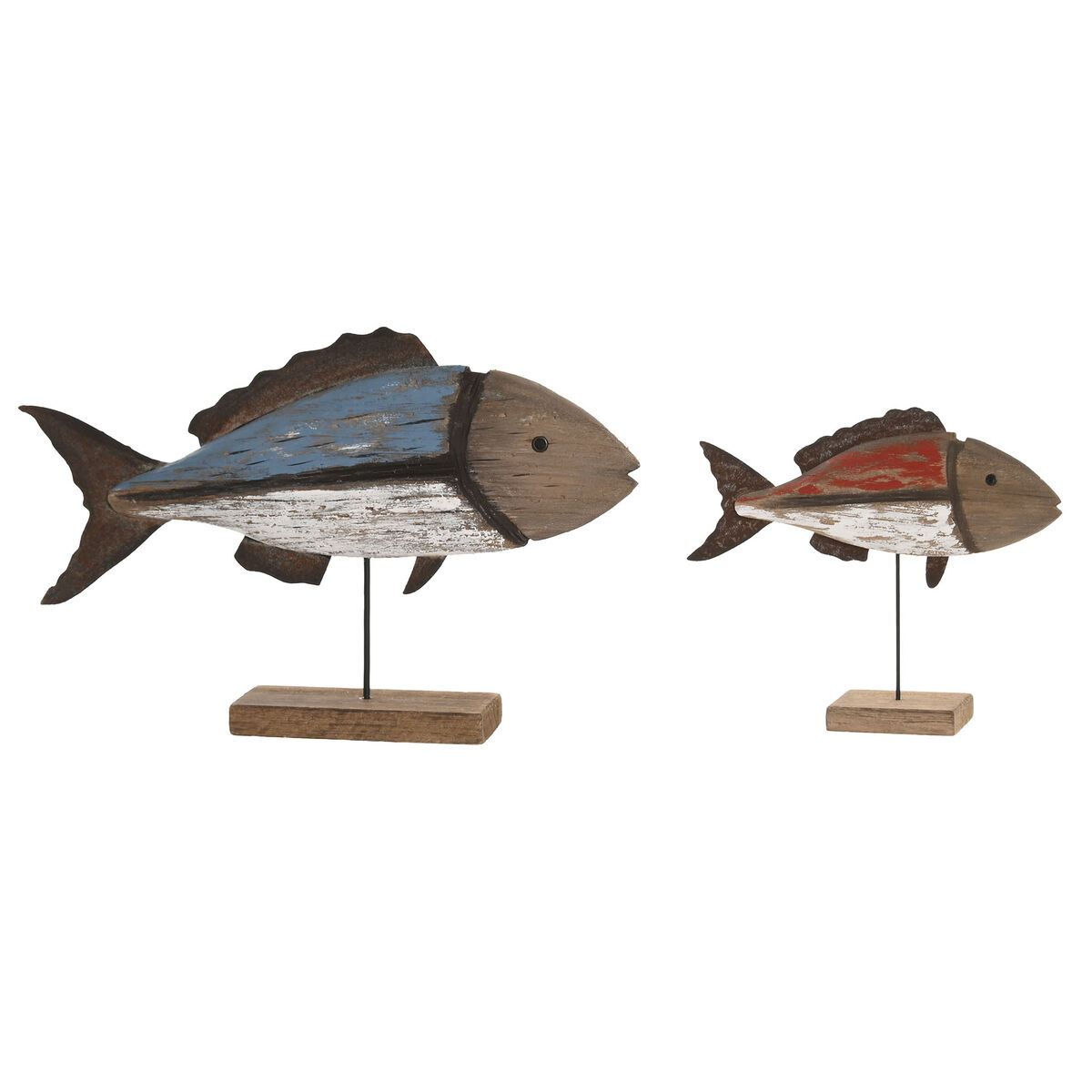 Figurine Décorative Home ESPRIT Bleu Rouge Naturel 50 x 8 x 22 cm (2 Pièces) (2 Unités)