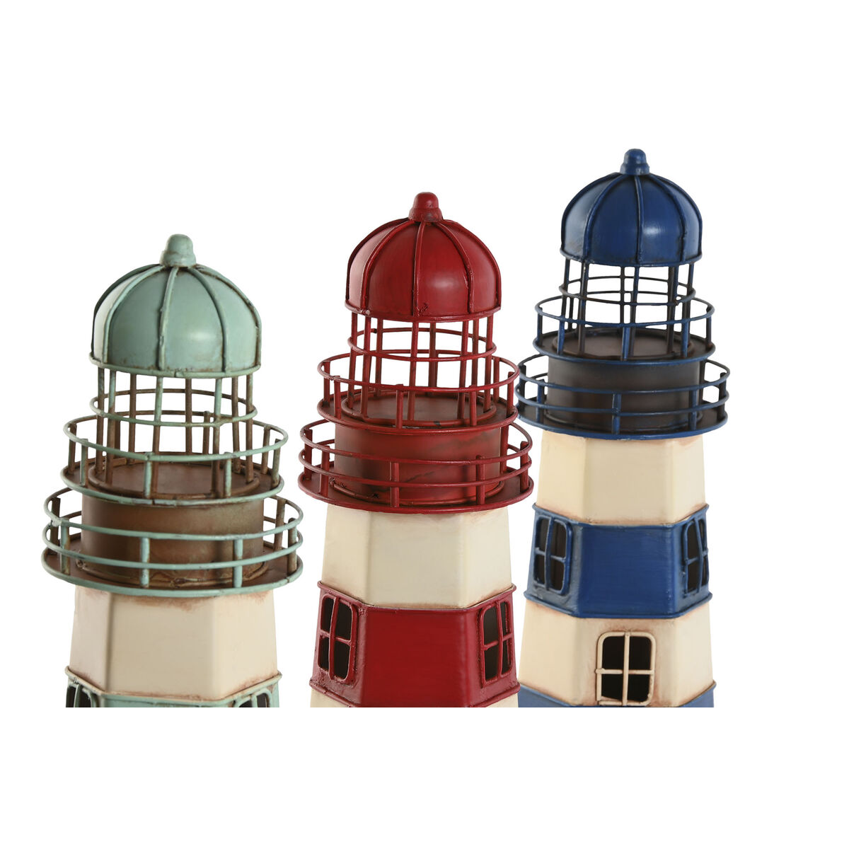Image secondaire de Figurine Décorative Home ESPRIT Bleu Rouge Crème Bleu ciel 13 x 13 x 32 cm (3 Unités)