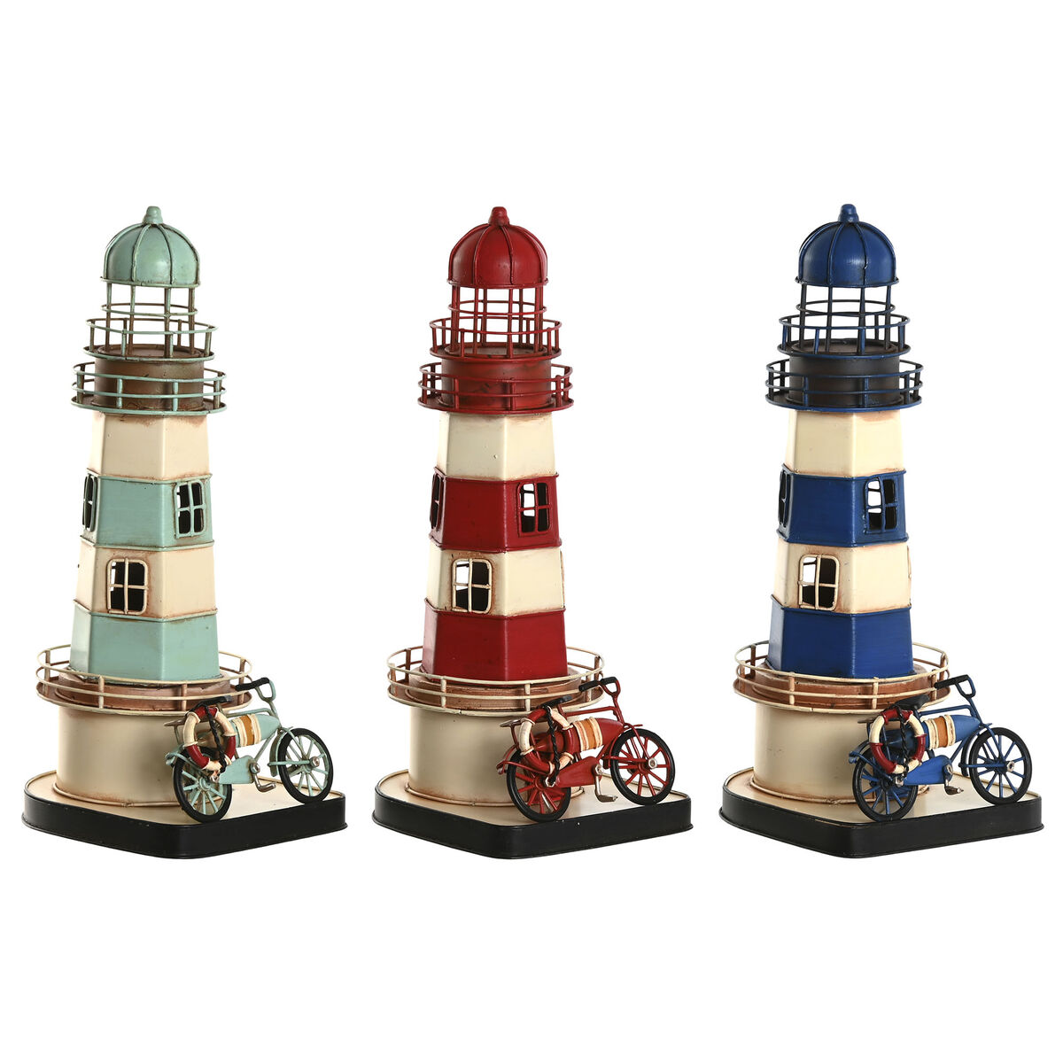 Figurine Décorative Home ESPRIT Bleu Rouge Crème Bleu ciel 13 x 13 x 32 cm (3 Unités)