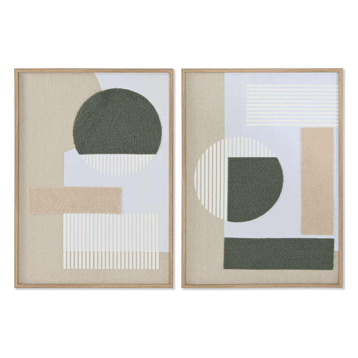 Schilderij Home ESPRIT Groen Beige Abstract Stads 50 x 3 x 70 cm (2 Stuks)