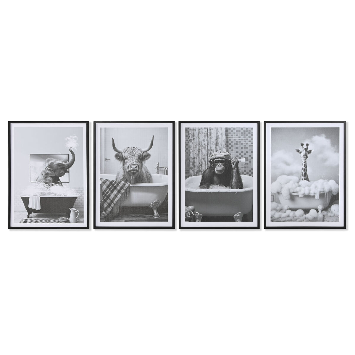 Cadre Home ESPRIT Blanc Noir Animal Vintage 45 x 2,2 x 60 cm (4 Unités)
