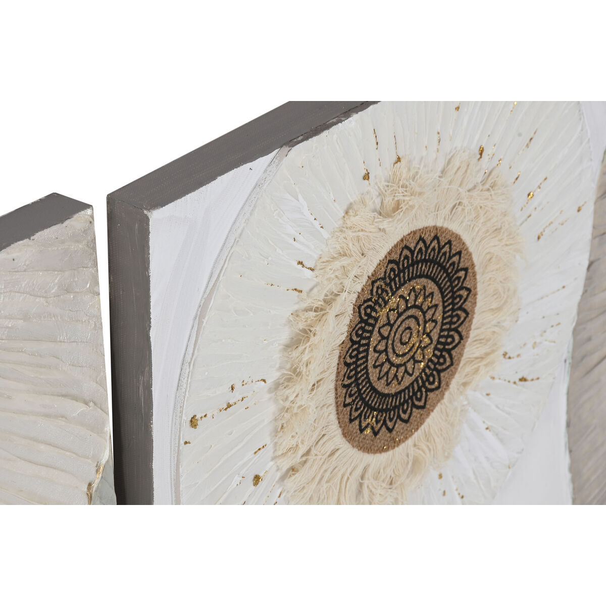 Image secondaire de Cadre Home ESPRIT Blanc Beige Cercles Scandinave 150 x 3 x 50 cm (2 Unités)