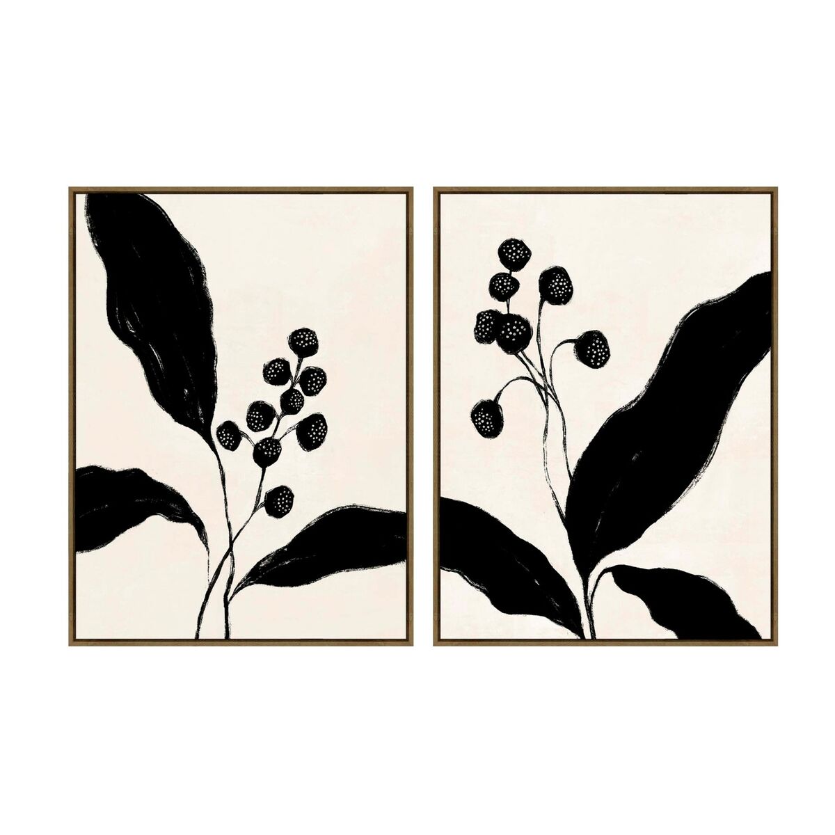 Cadre Home ESPRIT Noir Beige Fleur Urbaine 75 x 4 x 100 cm (2 Unités)