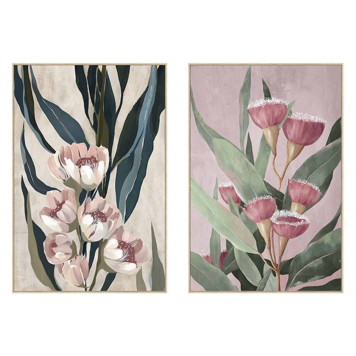 Cadre Home ESPRIT Vert Rose Fleurs Moderne (2 Unités)