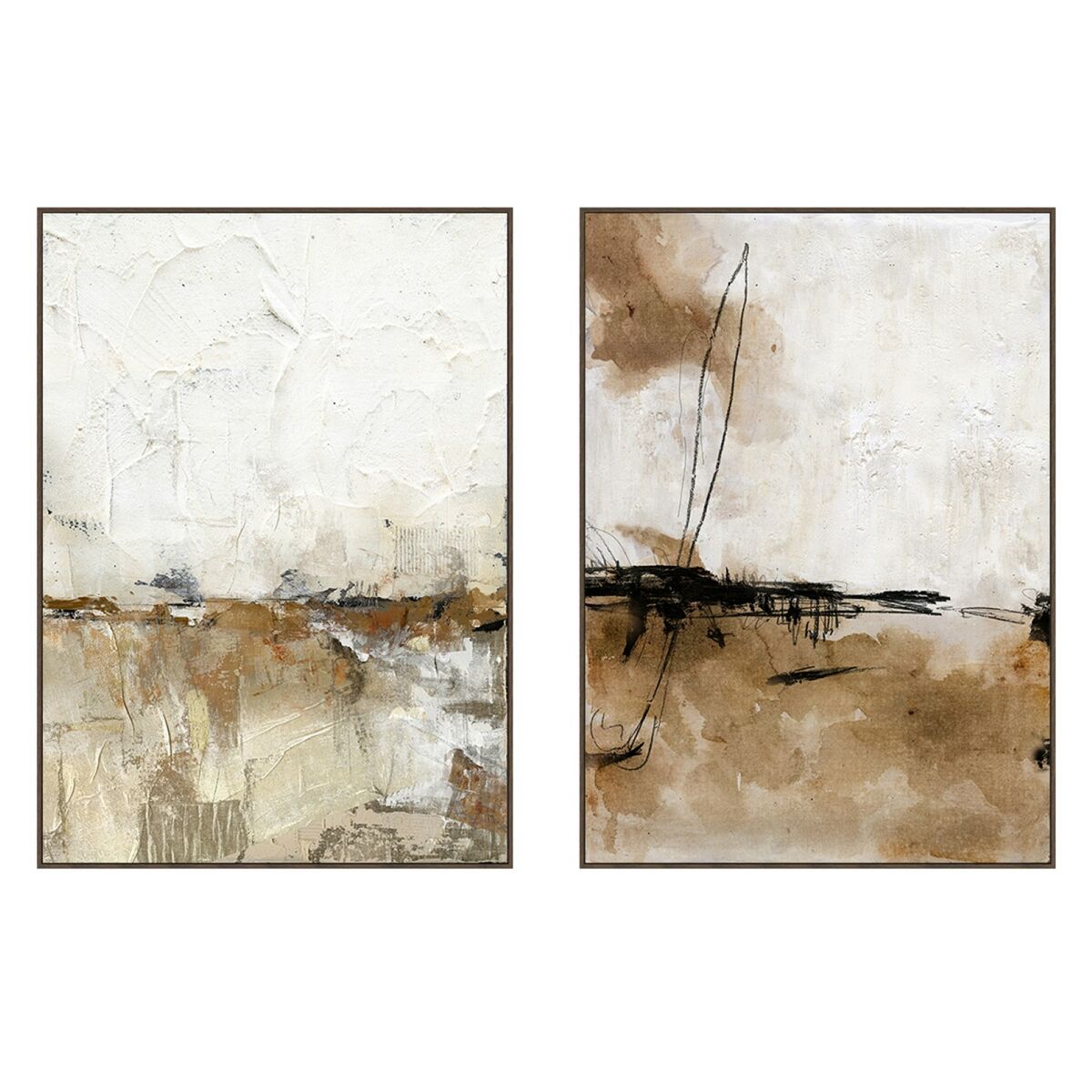 Cadre Home ESPRIT Blanc Marron Beige Abstrait Moderne 103 x 4,5 x 143 cm (2 Unités)