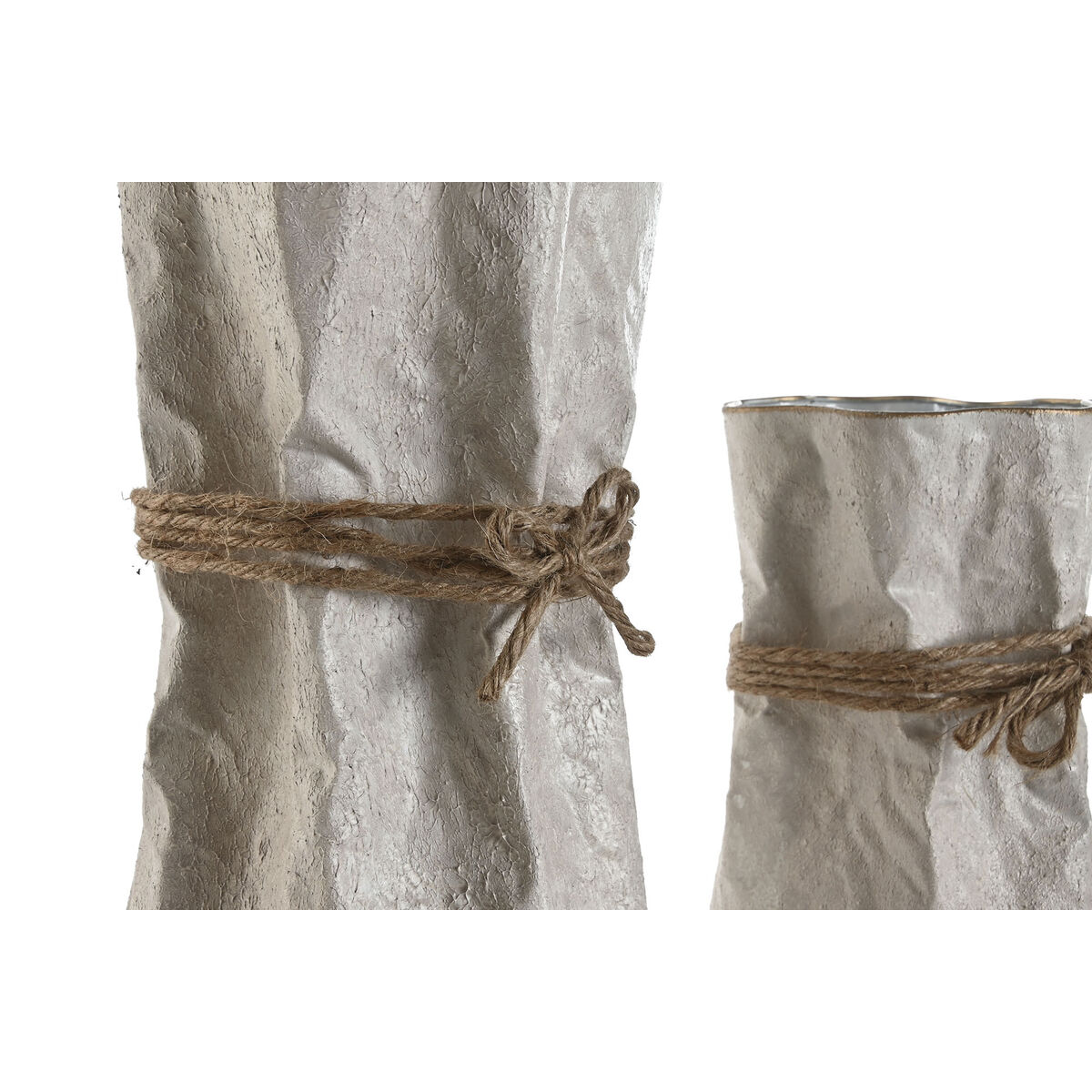 Image secondaire de Ensemble de 3 Vases Home ESPRIT Beige Métal Corde 17 x 17 x 54 cm (3 Pièces)